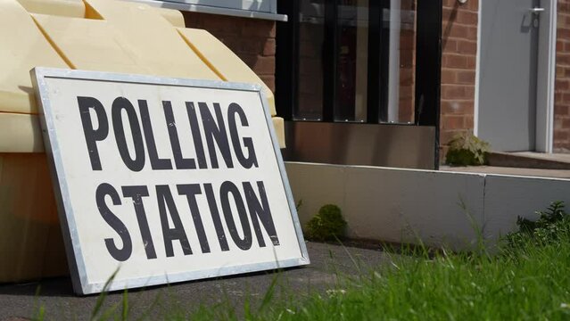 Polling station sign outside a small rural community centre