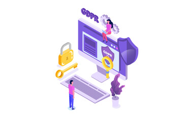 General Data Protection Regulation - GDPR isometric concept. Vector illustration.