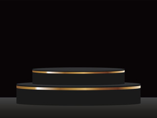 高級感のあるライン入りの台座　ブラック＆ゴールド