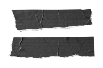 two pieces of torn black paper for using as text box