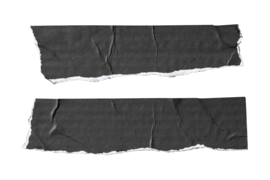 two pieces of torn black paper for using as text box