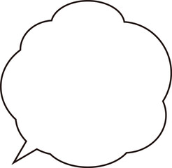 雲形吹き出し　実線　白塗り
