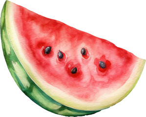 Watermelon Watercolor Illustration. Generative AI - obrazy, fototapety, plakaty