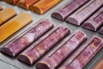 Beautiful confectioner's chocolate bar in different colors