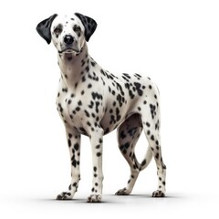 Dalmatian dog standing on white background. generative AI