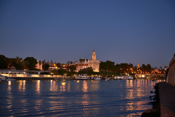 Obraz premium Tower of Gold at Sunset, Sevilla, Spain, Europe.