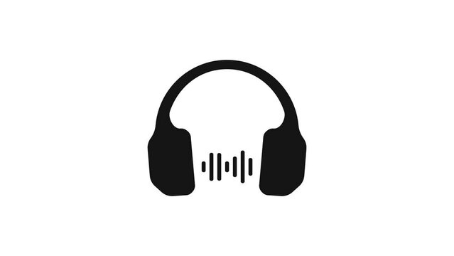 headphone with music sign animation, headset icon animation. audio animation. music icon animated.