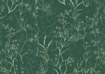 Decorative flowers and leaves in art nouveau style, vintage, old, retro style. Border, frame, template for product label, cosmetic packaging. Easy to edit. Vector illustration. In art nouveau style.