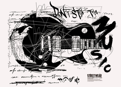 typography street art graffiti, Symbolic image of part of a musical instrument., street art graffiti vector for graphic tee t shirt