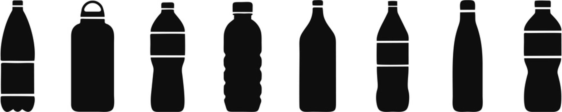Water bottle icon set. plastic bottle icon symbol sign collections, vector illustration