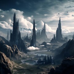 Gloomscape: A Melancholic City Above the Clouds