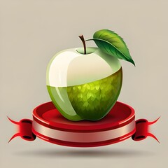 red apple with leaf