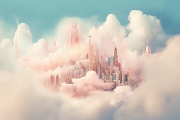 Ai generated image of city in the clouds