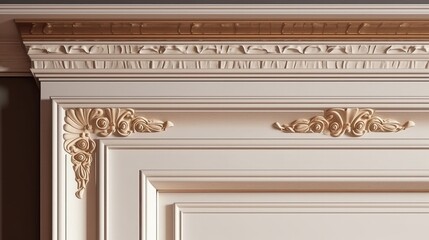 wall and door architrave wooden detail treatment moulding cornice home interior concept,image ai generate