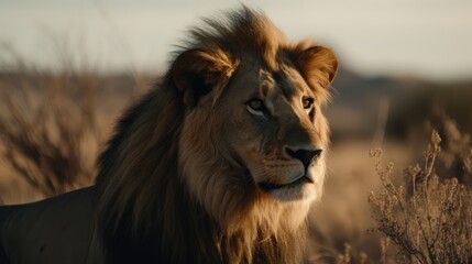Lion in the sunset