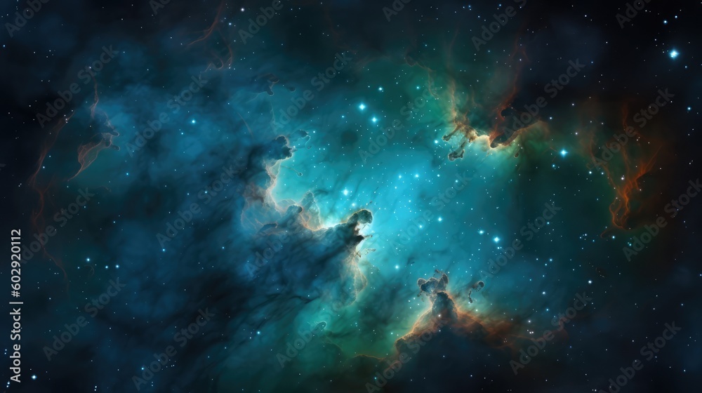 Poster beautiful space and nebula background made with generative ai