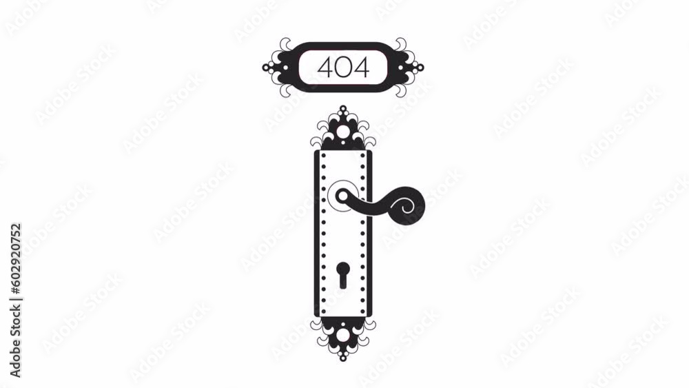 Poster lever door handle bw 404 animation. trying to open door. pull handle. empty state 4k video concept f