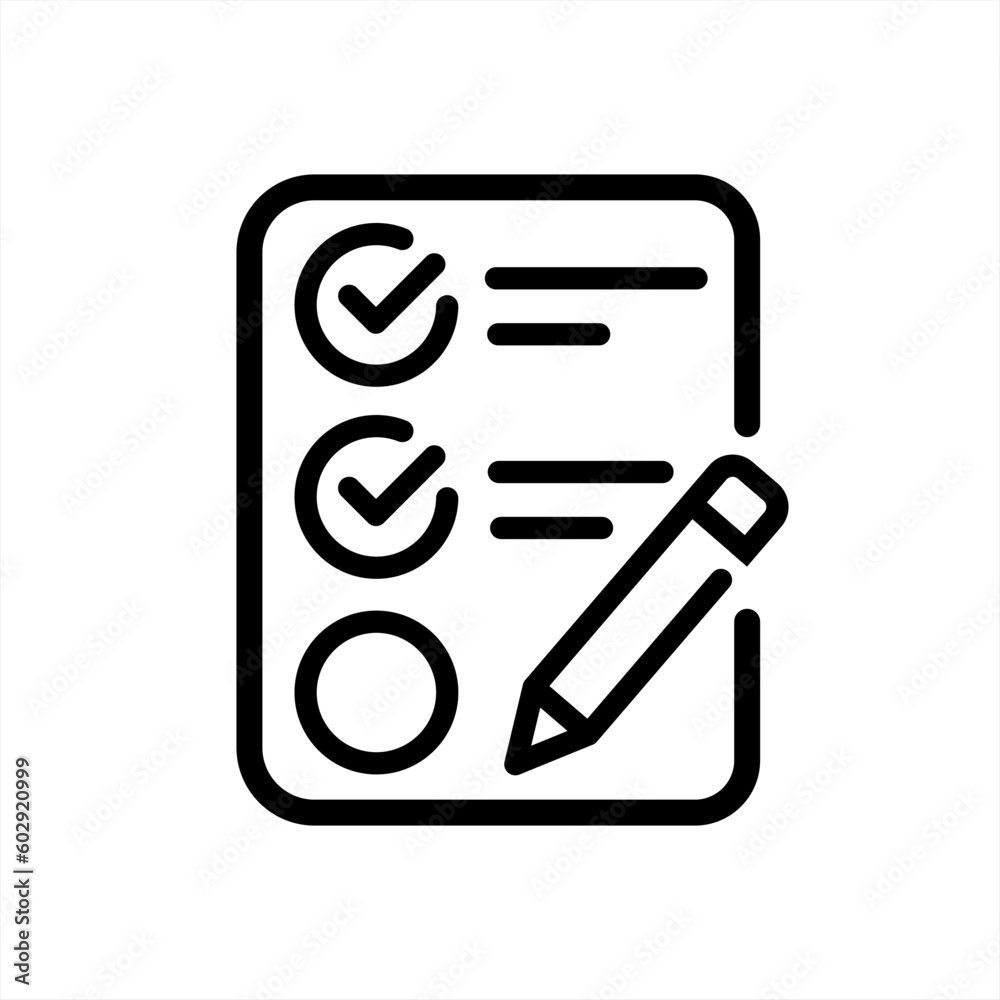 Poster note and pen, contract document. simple thin line icon vector illustration 10 eps.