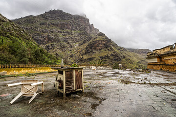 Lost place in Valle de Agaete at Gran Canaria, Canary Islands, Spain. Balneario Berrazales, Botteleria Agua de Agaete