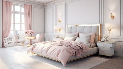 Luxury bedroom made with generative ai - obrazy, fototapety, plakaty