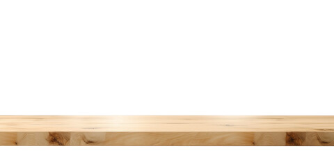 Wooden table top shelf  isolate object generative ai