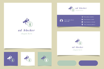 Ad blocker logo design with editable slogan. Branding book and business card template.
