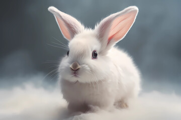 Obraz premium A cute white rabbit baby, Generative AI