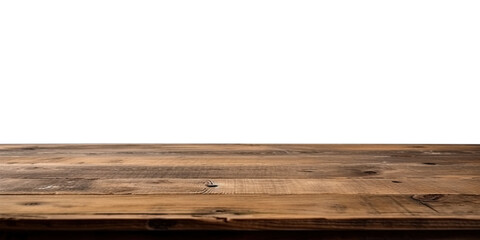 Rustic wooden table top isolate object generative ai