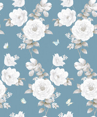 Classic Popular Flower Seamless pattern background.Perfect for wallpaper, fabric design, wrapping paper, surface textures, digital paper.