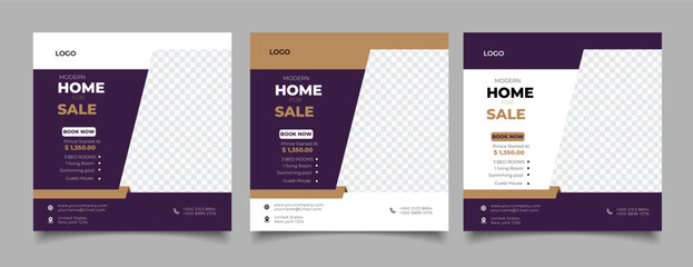 Flat real estate instagram post templates
