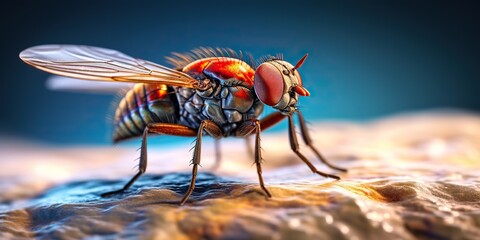 Fototapeta premium AI Generated. AI Generative. Creepy spooky insect fly photo realistic illustration. Graphic Art