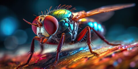 Fototapeta premium AI Generated. AI Generative. Creepy spooky insect fly photo realistic illustration. Graphic Art