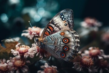 Beautiful butterfly on a flower. Close-up. Macro photo, generative Ai