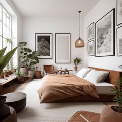 home interior design concept scandinavian bedroom interior design,image ai generate