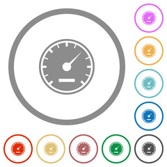 Speedometer solid flat icons with outlines