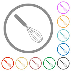 Balloon whisk flat icons with outlines