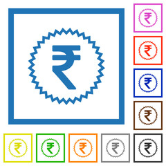 Indian Rupee sticker alternate flat framed icons