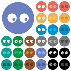 Watching eyes solid round flat multi colored icons
