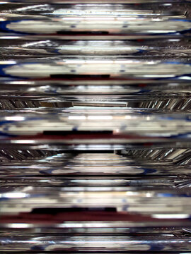 many polished stainless steel pipes texture