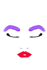 Illustration of a young woman with modern makeup and closed eyes.