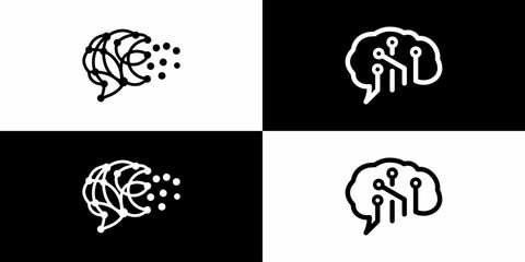 Brain technology logo design vector EPS10