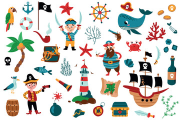 Pirate set. Pirate party for Kindergarten Adventure treasure pirates.