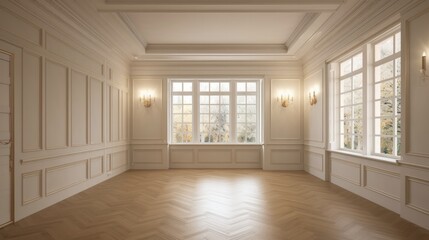 white apartment empty room no furniture clean space interior daylight,image ai generate
