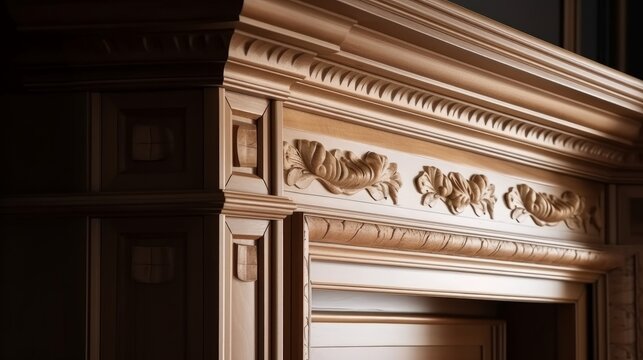 wall and door architrave wooden detail treatment moulding cornice home interior concept,image ai generate