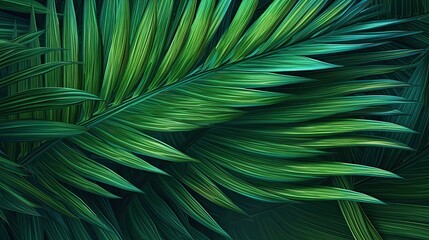 Striped of palm leaf, abstract green texture background. Generative AI