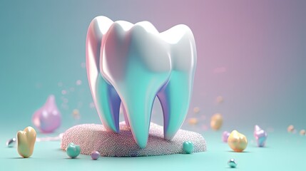 Clean tooth background. Dental health, cleaning teeth and healthy enamel illustration. Generative AI