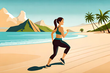 summer-themed banner for fitness and wellness brands with elements like a sun, a beach scene, or summer fruits
