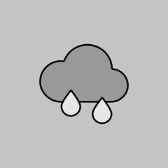 Fototapeta na wymiar Raincloud with raindrops vector icon. Weather sign
