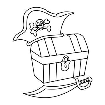 Treasure Chests cartoon vector illustration. For kids coloring book.