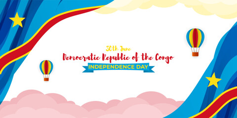 Vector illustration of Democratic Republic of the Congo Independence Day social media story feed